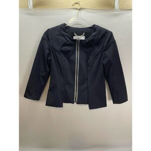Milly of New York Black Full Zip Structured Cropped Blazer Size 4